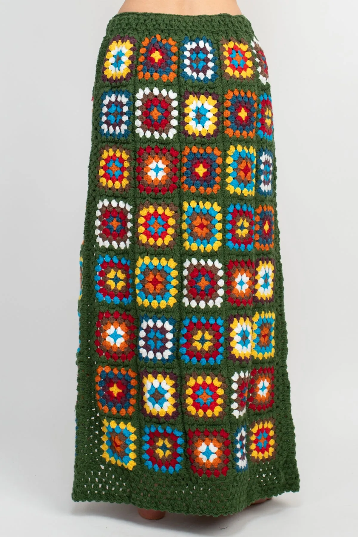 Patchwork Slit Crochet Skirt