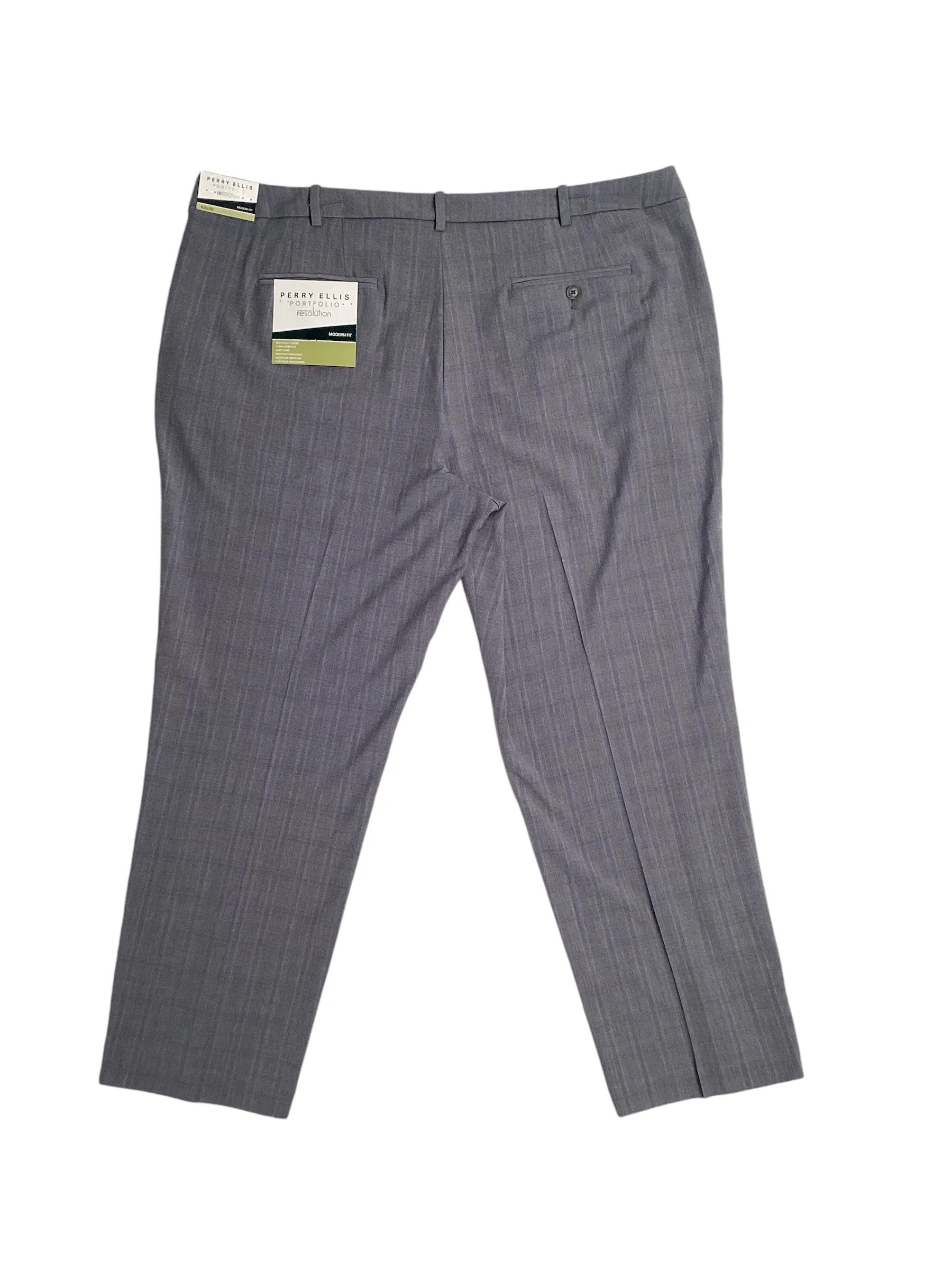 Perry Ellis Portfolio Mens Modern Fit Stretch Dress Pants Grey 32 x 30