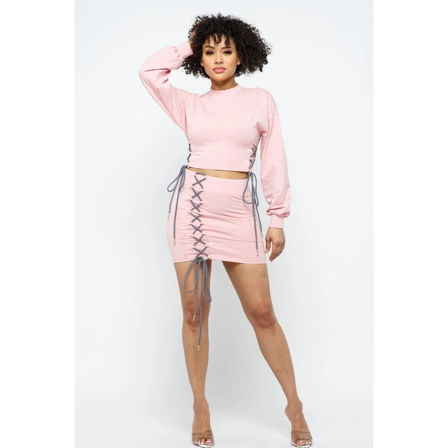 Pink Petal Mini Skirt Set
