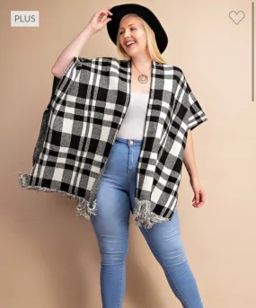 Plus Buffalo Plaid Poncho