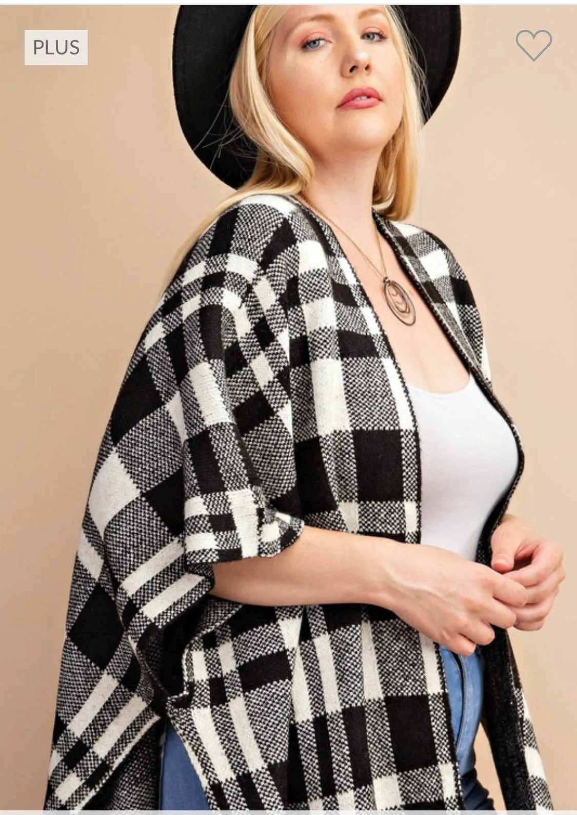 Plus Buffalo Plaid Poncho