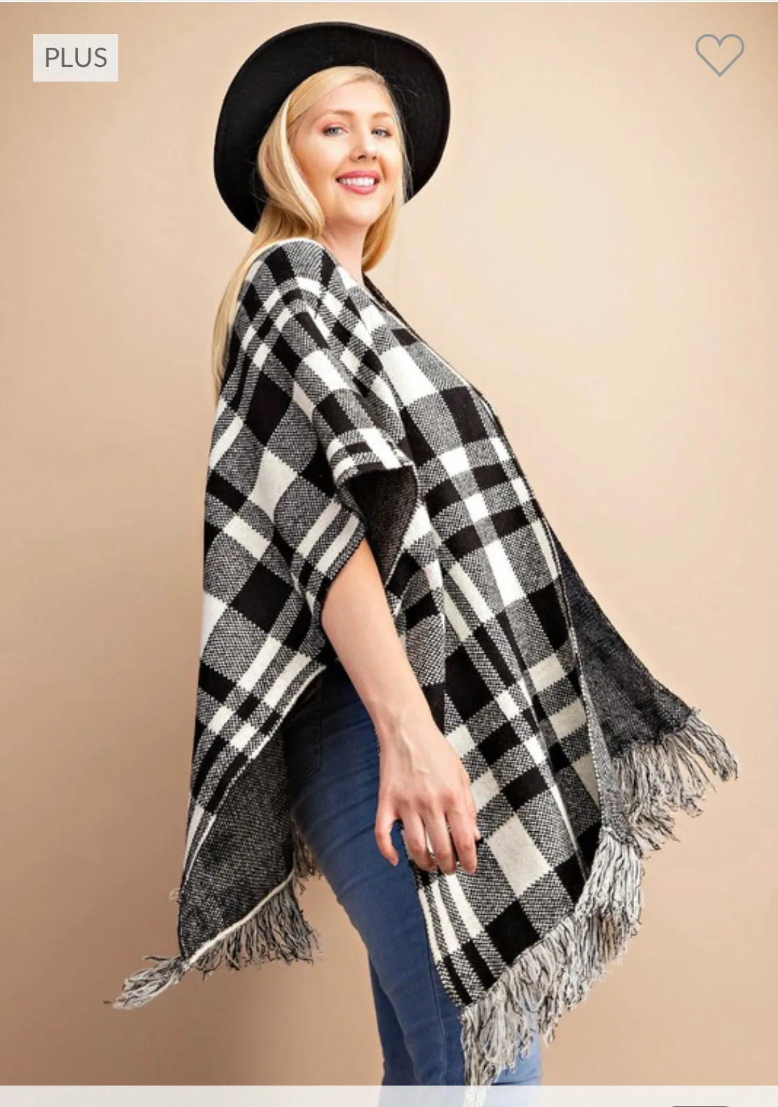 Plus Buffalo Plaid Poncho