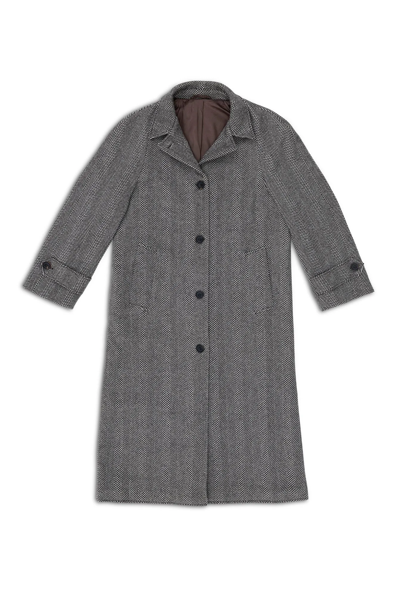 PML Lady Balmacaan overcoat brown wool herringbone