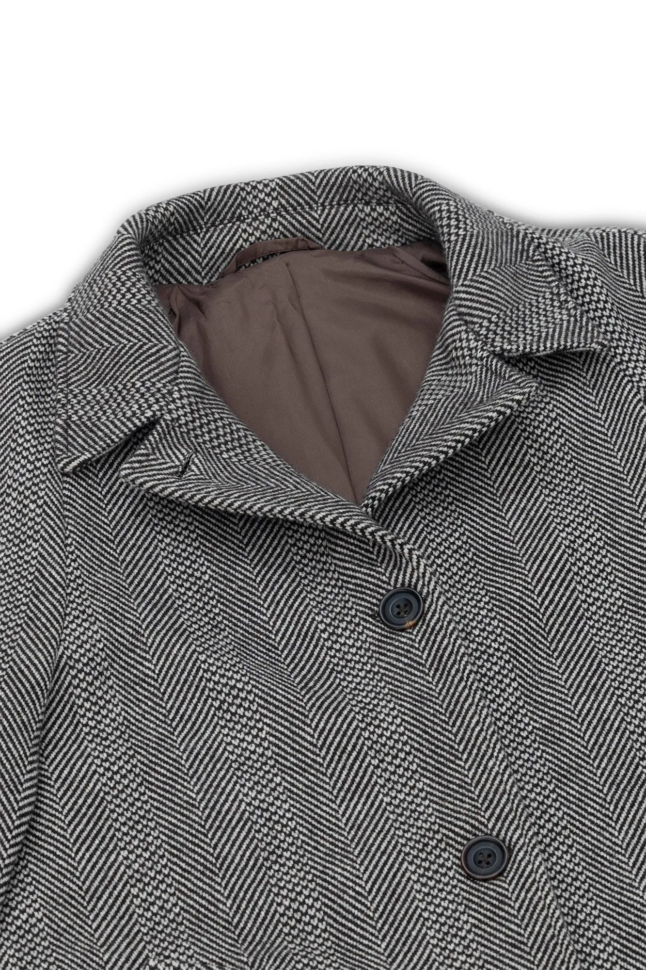 PML Lady Balmacaan overcoat brown wool herringbone