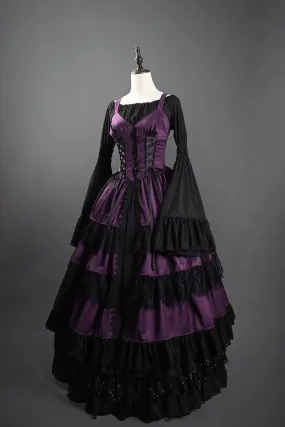 Purple Gothic Lolita Ball Gown - Victorian-Inspired Prom Dress with Lace and Layered  Ruffle Dress with Lace Plus Size