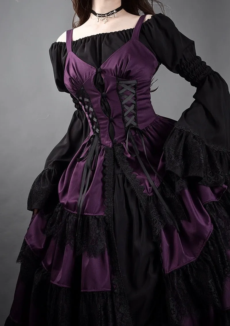 Purple Gothic Lolita Ball Gown - Victorian-Inspired Prom Dress with Lace and Layered  Ruffle Dress with Lace Plus Size