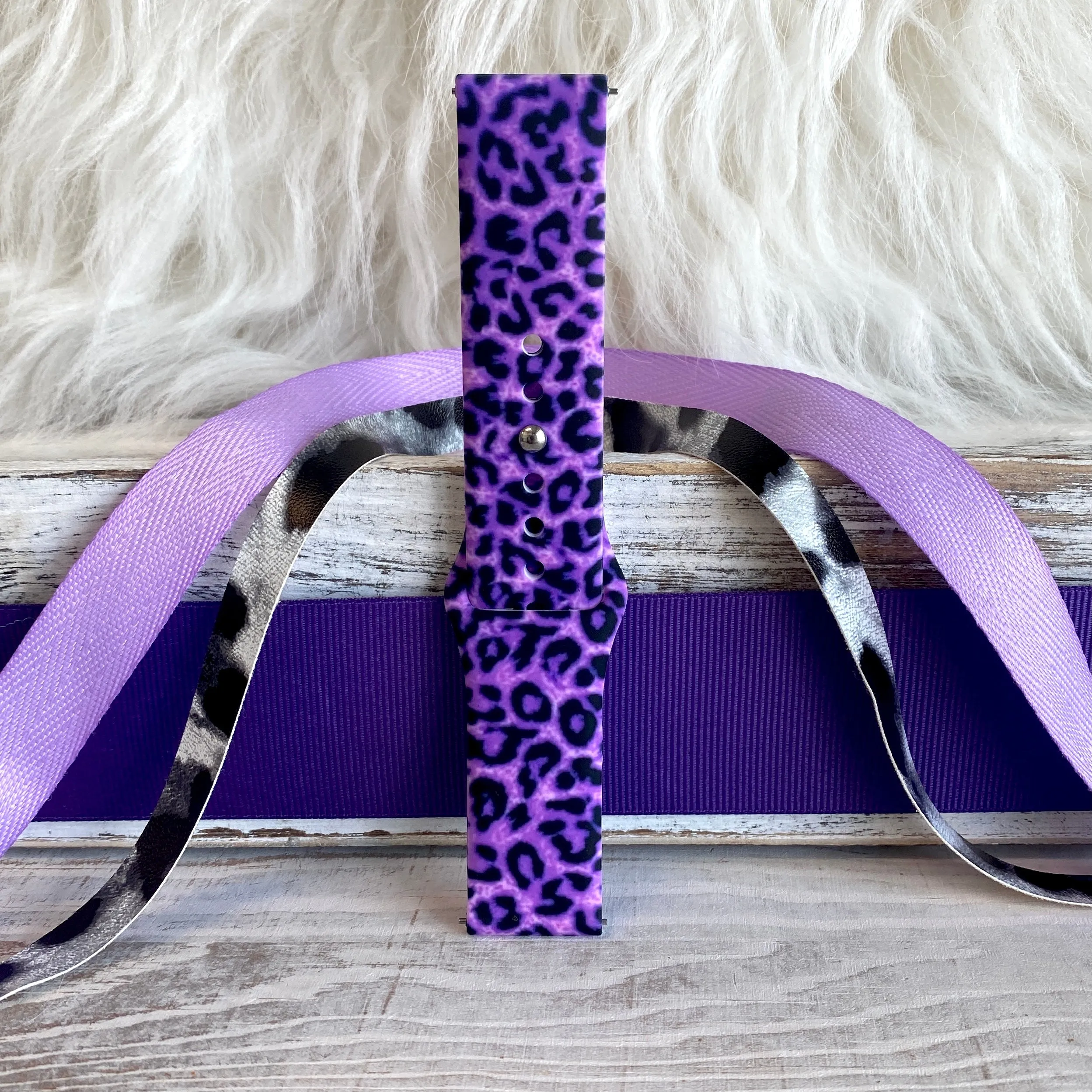 Purple Leopard Print Silicone Band For Samsung Watch