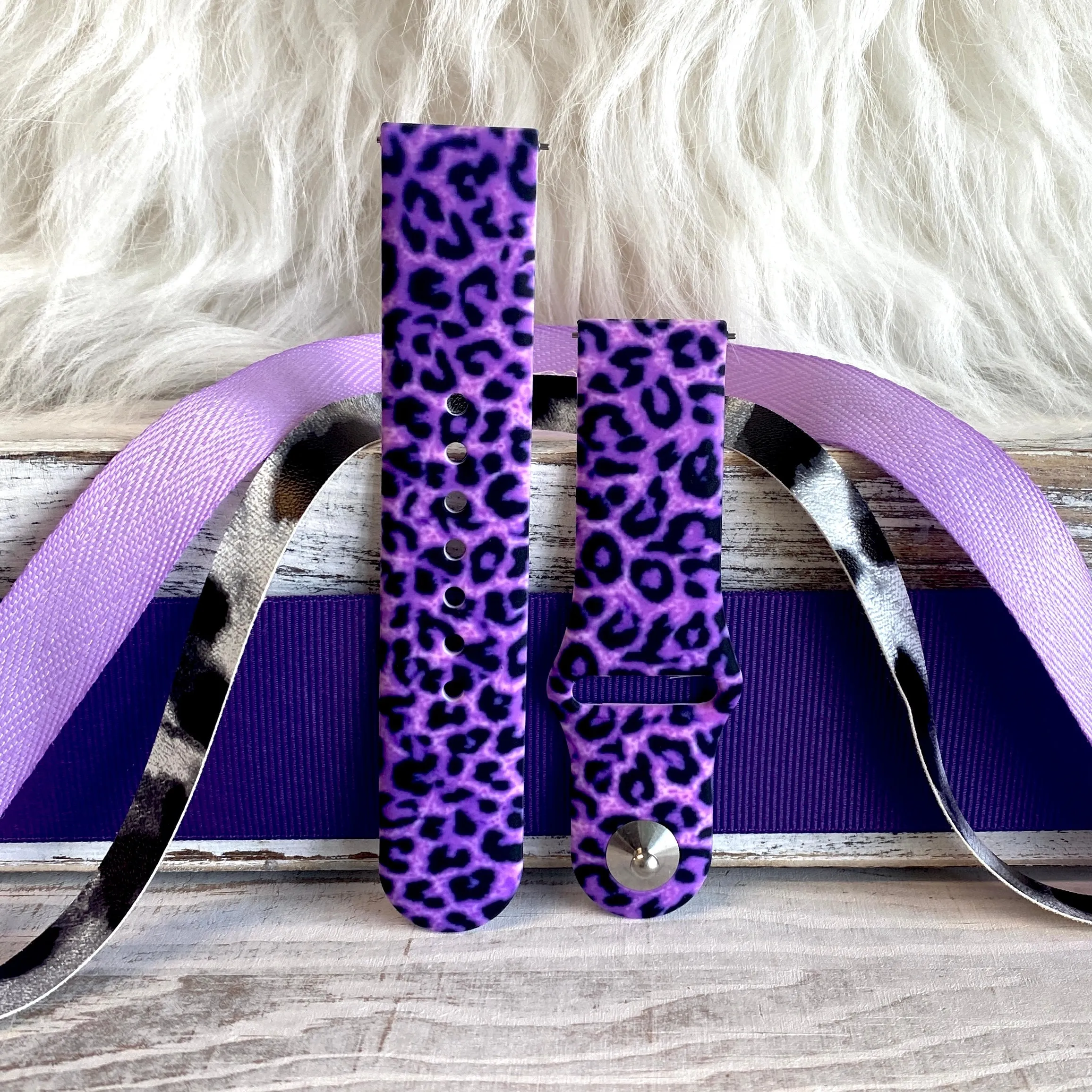 Purple Leopard Print Silicone Band For Samsung Watch