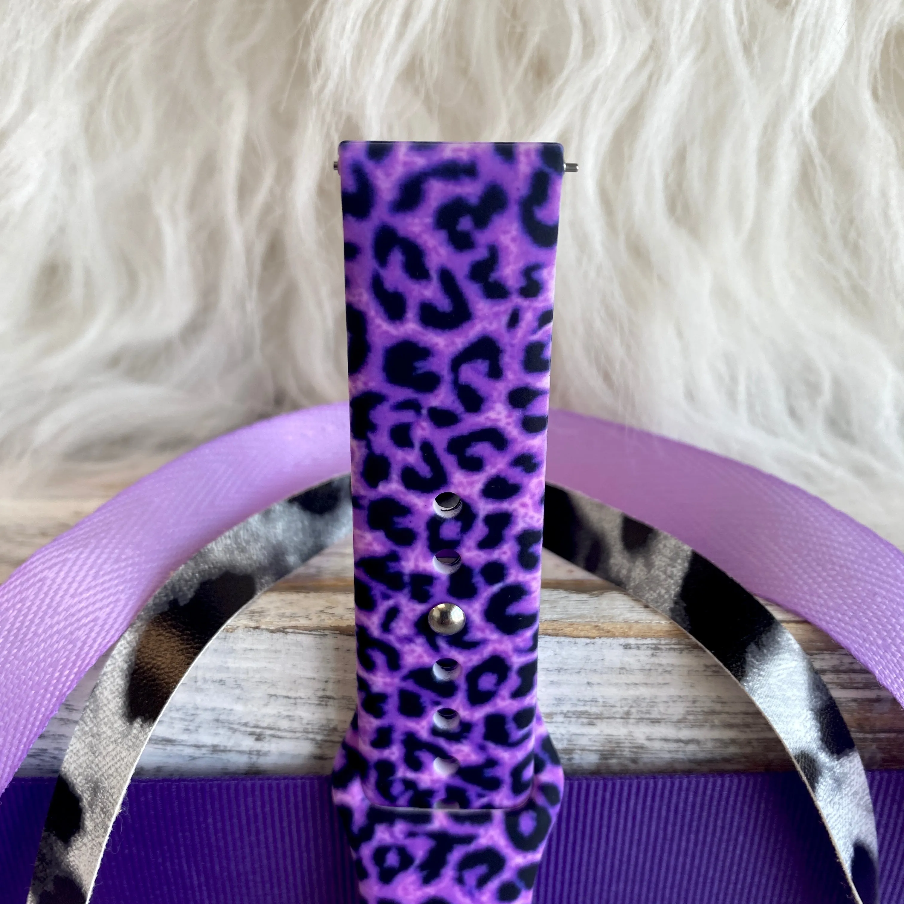 Purple Leopard Print Silicone Band For Samsung Watch