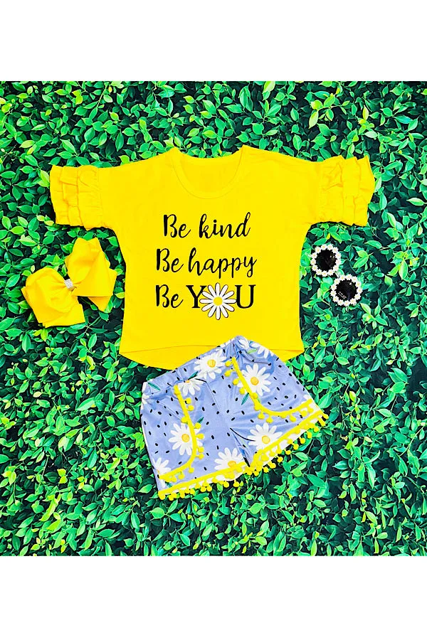"Be kind, Be happy, Be YOU" daisies yellow 2pc set DLH2424