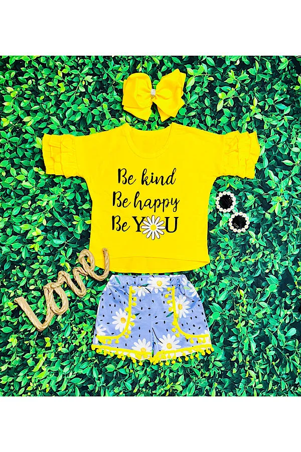 "Be kind, Be happy, Be YOU" daisies yellow 2pc set DLH2424
