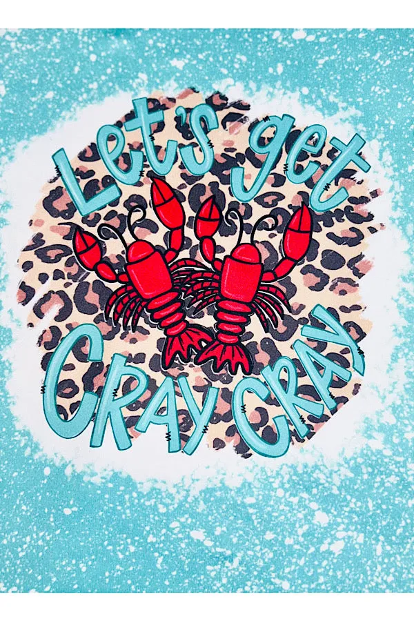 "Let's get cray cray" aqua & leopard print 2pc short sleeve set