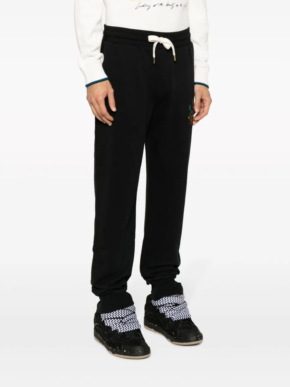 Rainbow Crayon Temple-embroidery track pants