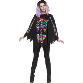 Rainbow Foil Skeleton Poncho - Adult