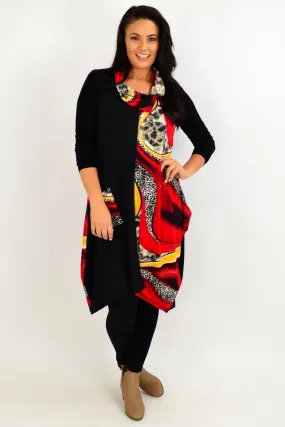 Red Leopard Print Sleeveless Tunic Dress