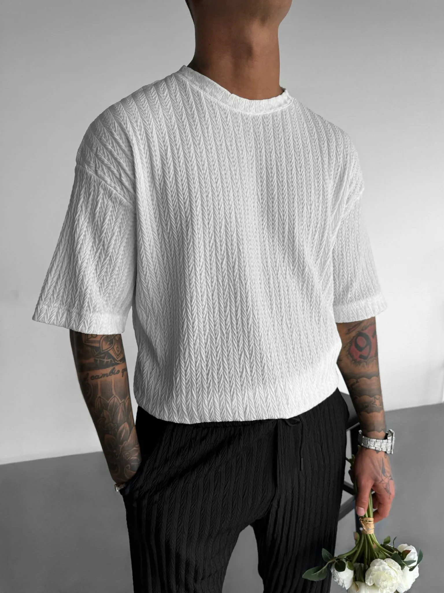 Regular Fit Structure T-shirt - Ecru
