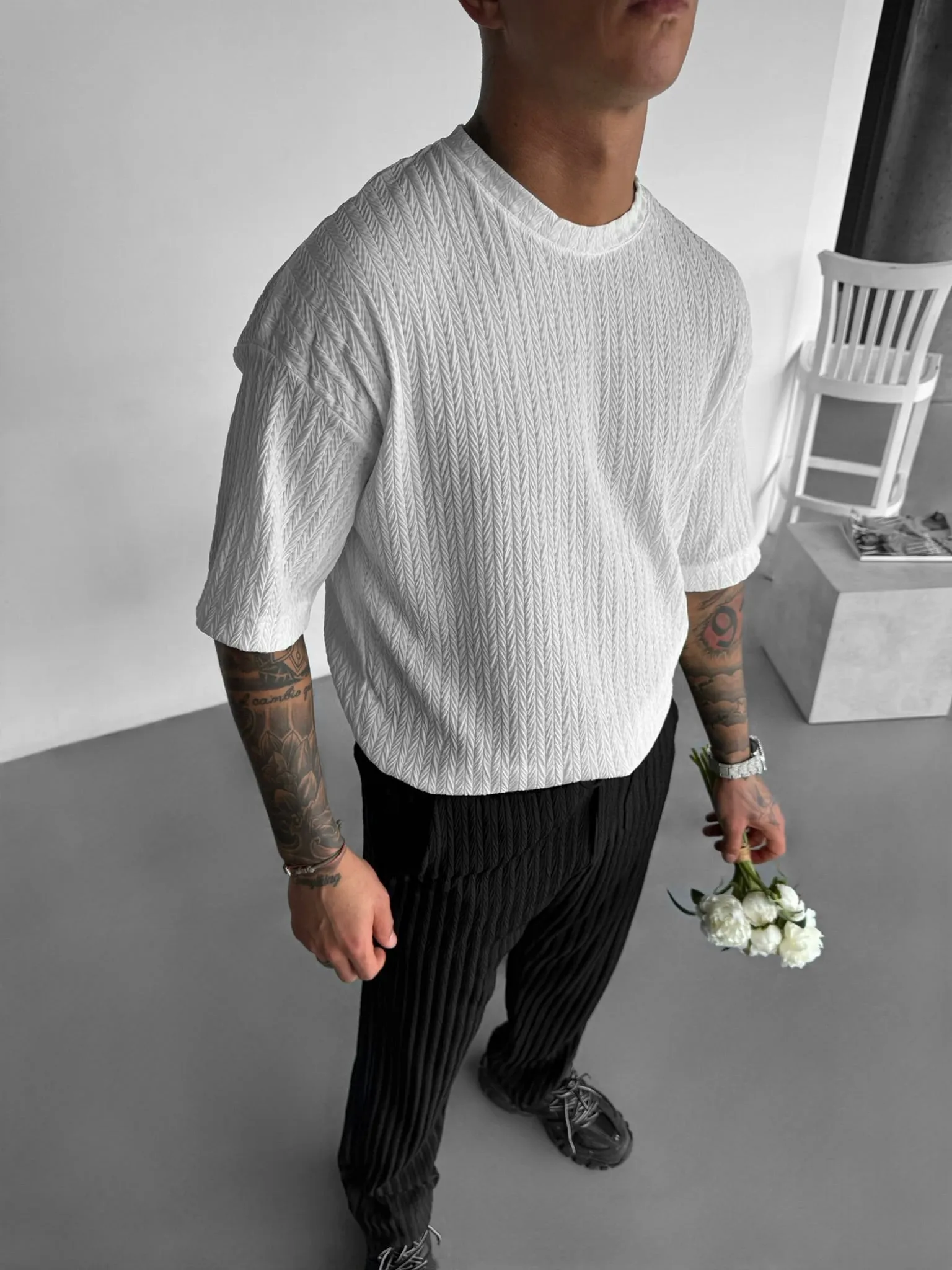 Regular Fit Structure T-shirt - Ecru