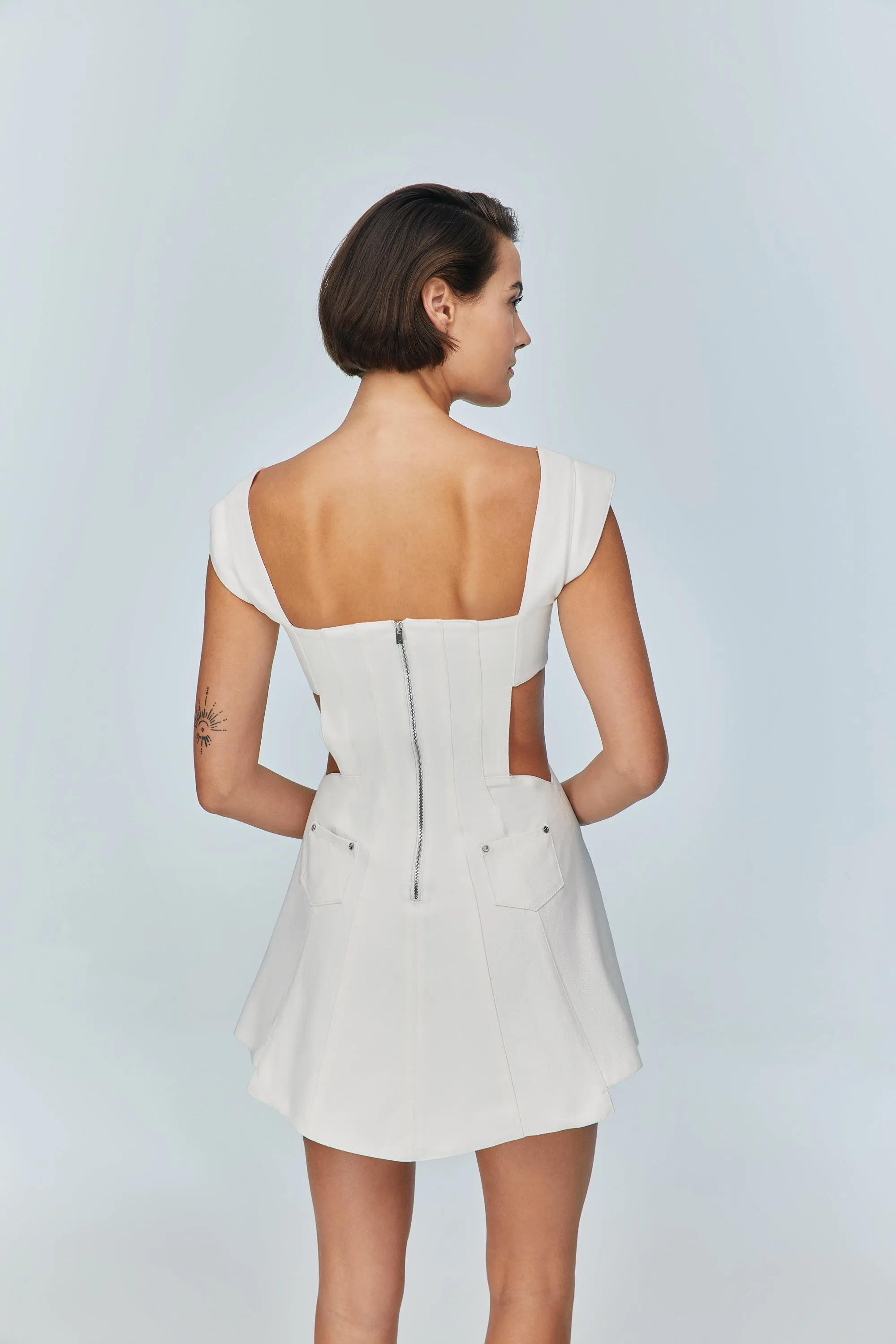 Ron Cut Out Mini White Dress
