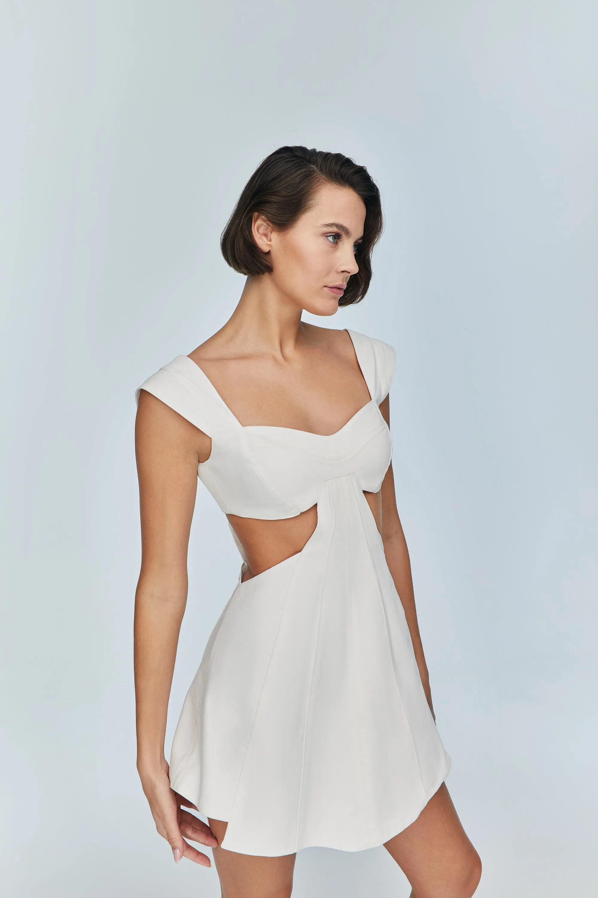 Ron Cut Out Mini White Dress