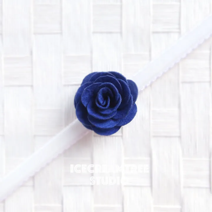 Round Felt Navy Blue Flower Collar Slide On - Small Flower Collar Accessory