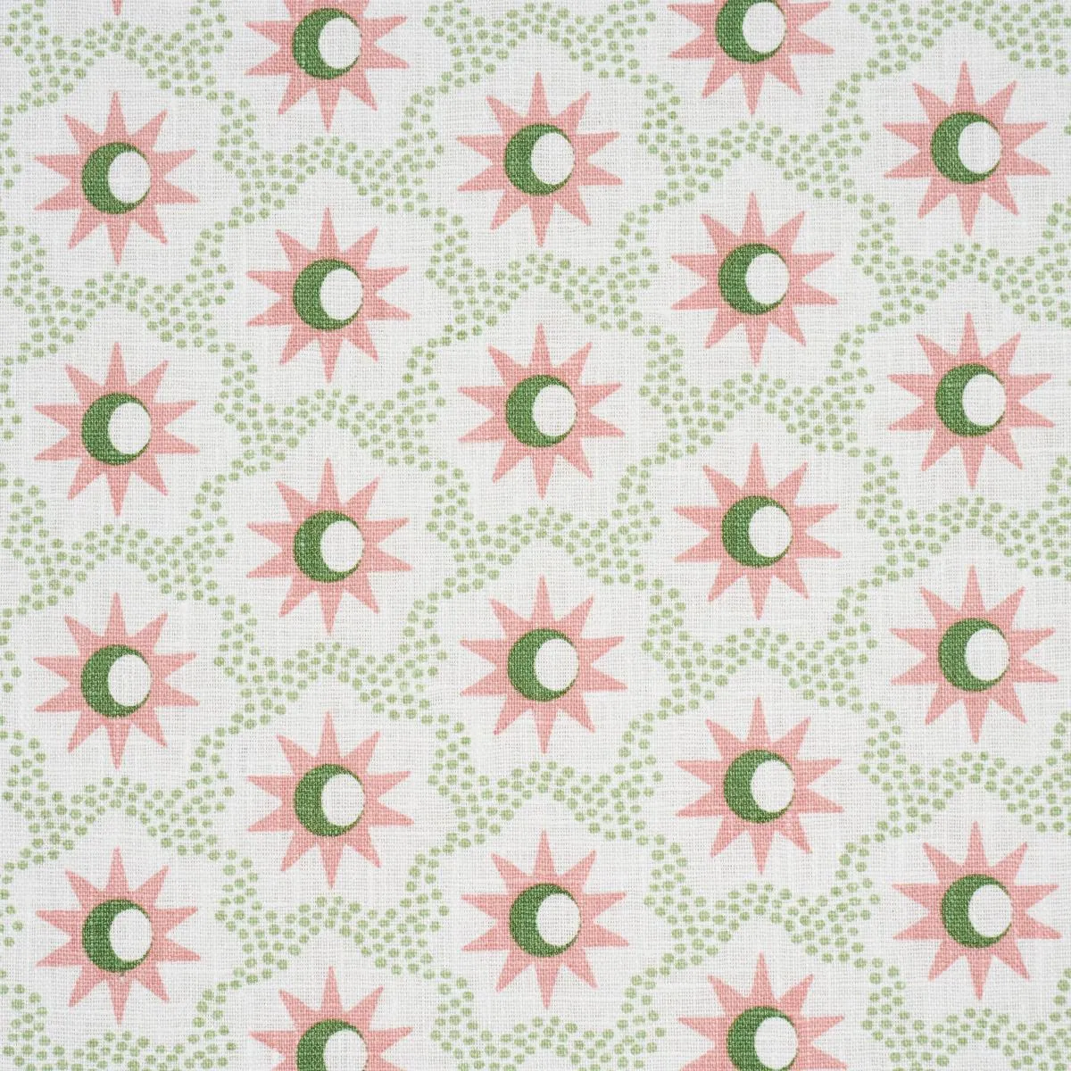Schumacher Lucie Fabric by the yard: Pink and Green
