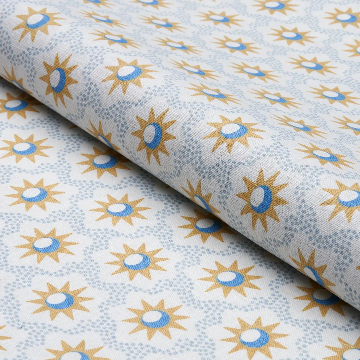 Schumacher Lucie Fabric by the yard: Yellow and Sky