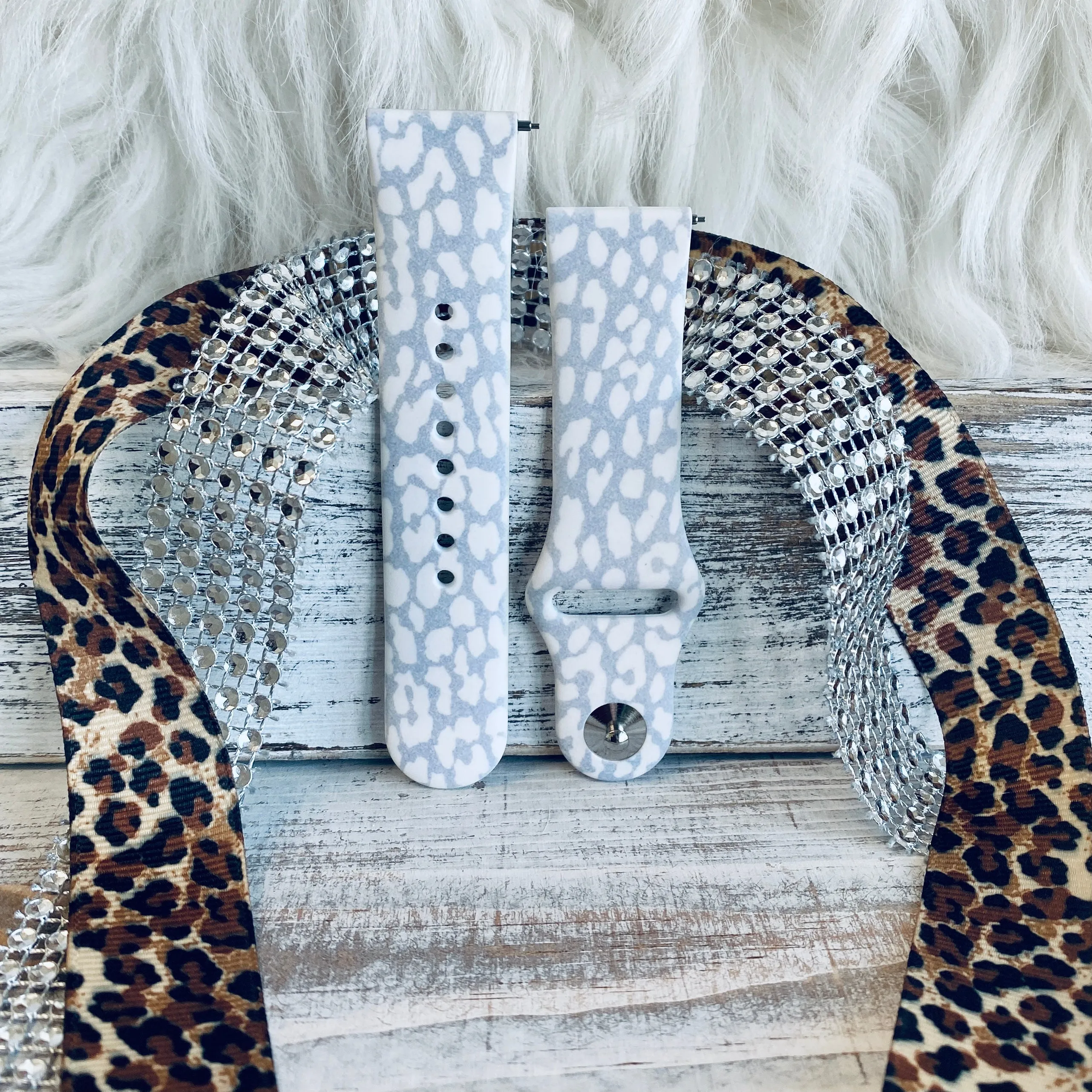 Snow Leopard Print Silicone Band For Samsung Watch