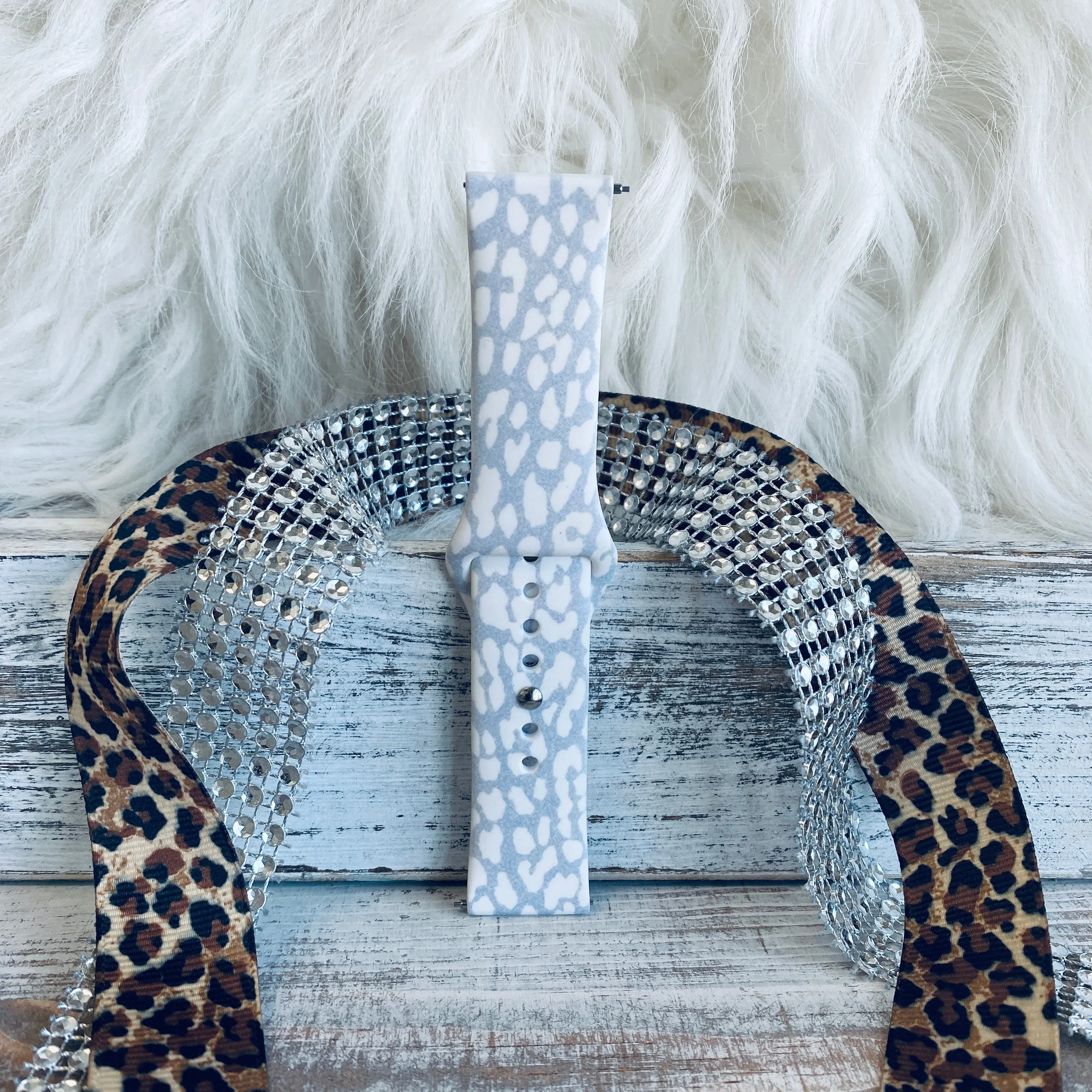 Snow Leopard Print Silicone Band For Samsung Watch