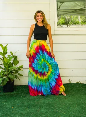 Spiral Waves Hand Dyed Tiered Maxi Skirt