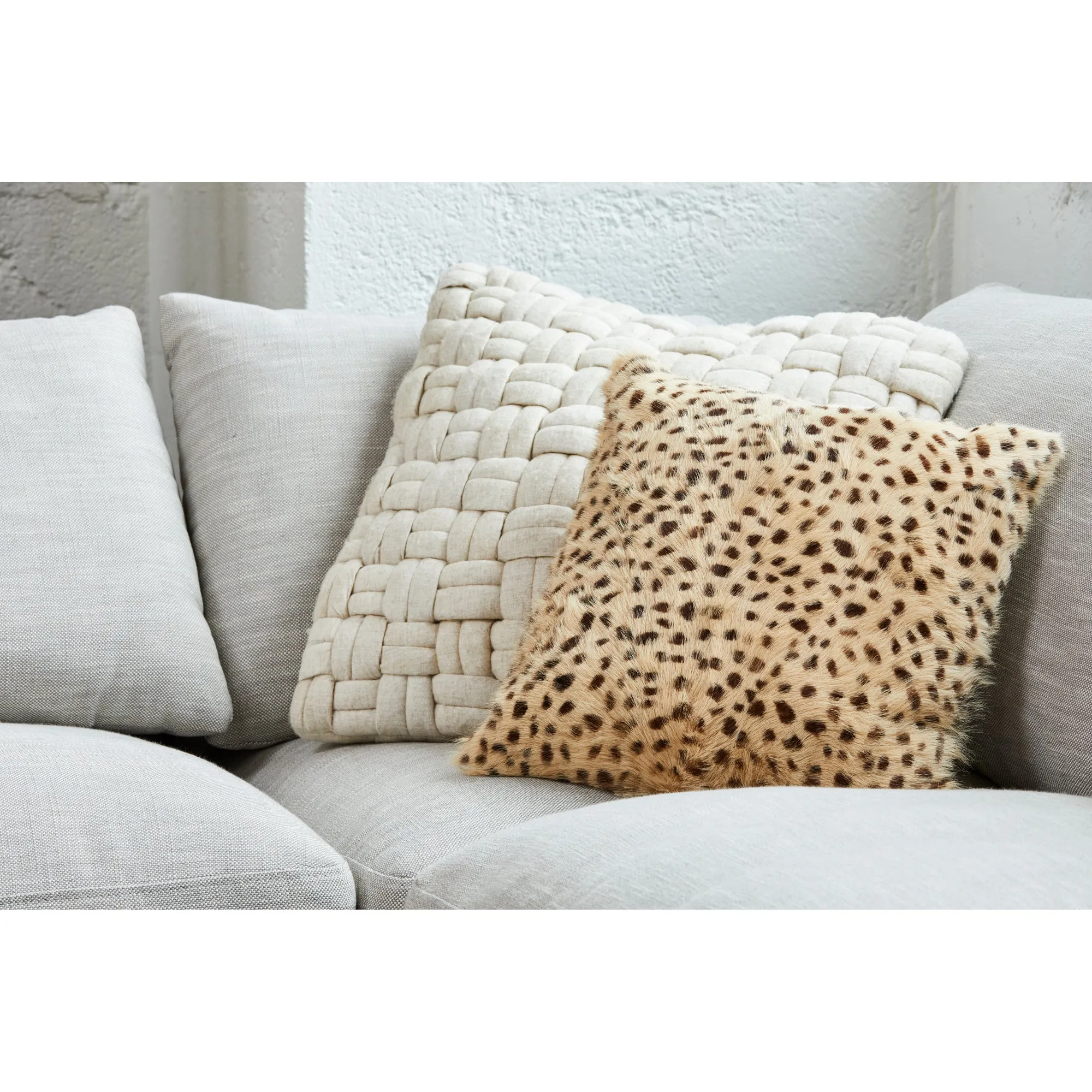 Spotted Goat Fur Pillow Cream