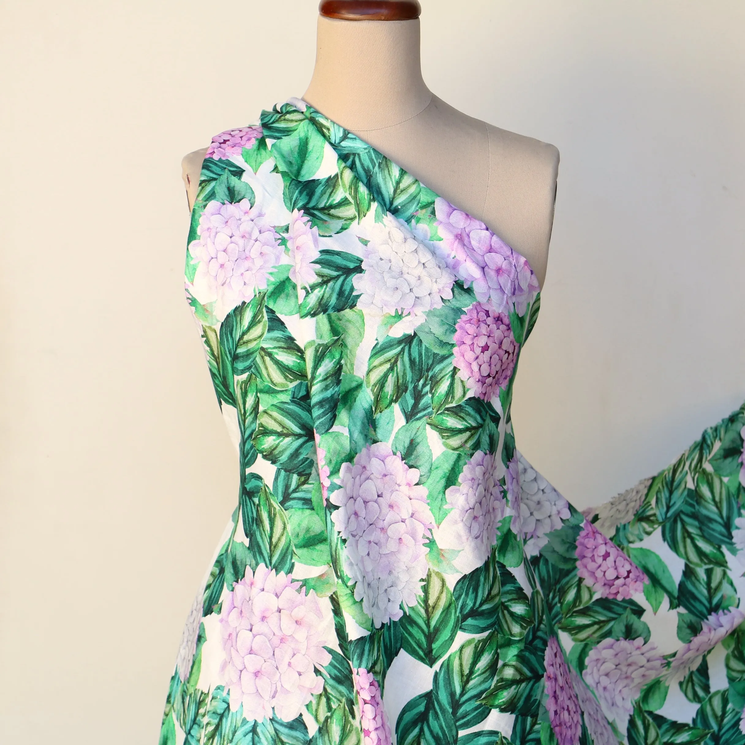 Sweet Hydrangea Printed Linen