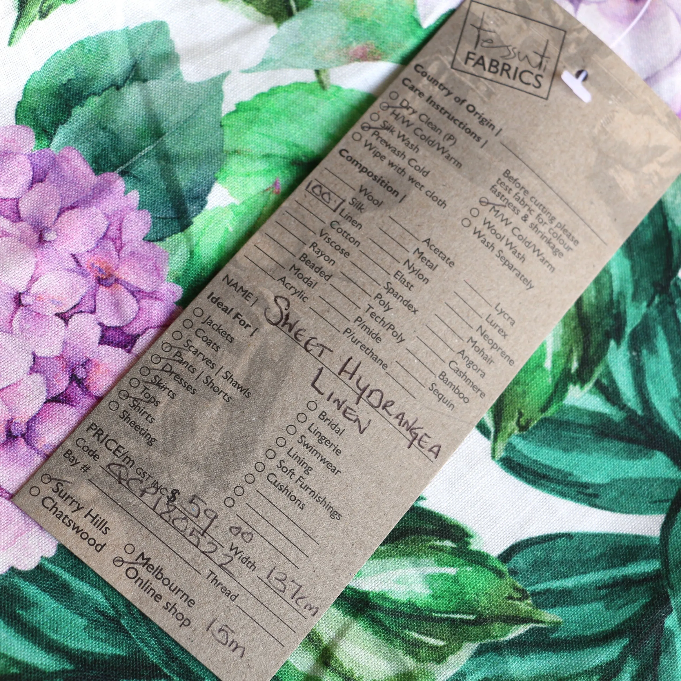 Sweet Hydrangea Printed Linen