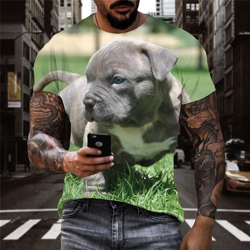 tshirts dog t shirt 3D Puppy Cute animal art costume male big Smart dogs Cool
