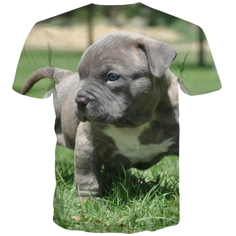tshirts dog t shirt 3D Puppy Cute animal art costume male big Smart dogs Cool