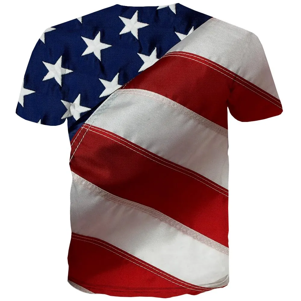 USA T-shirt Men Flag Tshirts Casual Statue T shirts Funny Country T-shirts Graphic