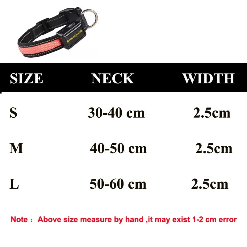 USB Grid Charging Led Dog Collar Reflective Luminous Dog Collar for Golden Retriever Anti Accident Safer Anti Lost