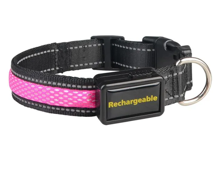 USB Grid Charging Led Dog Collar Reflective Luminous Dog Collar for Golden Retriever Anti Accident Safer Anti Lost