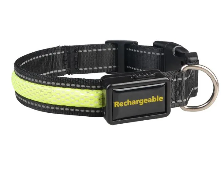 USB Grid Charging Led Dog Collar Reflective Luminous Dog Collar for Golden Retriever Anti Accident Safer Anti Lost