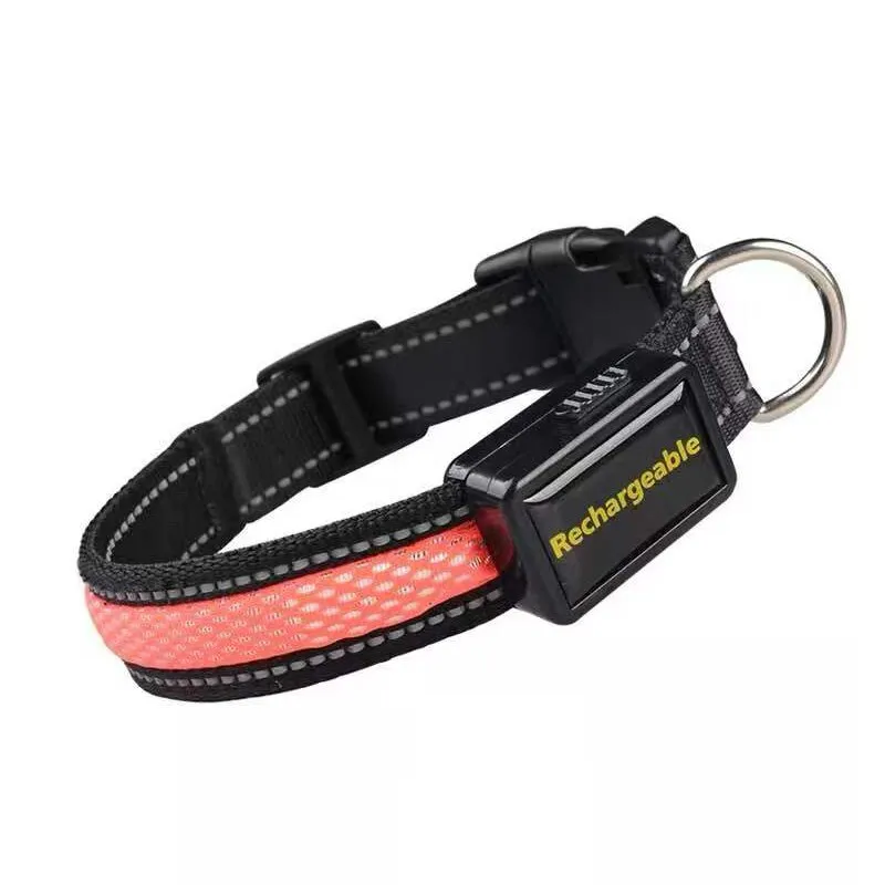 USB Grid Charging Led Dog Collar Reflective Luminous Dog Collar for Golden Retriever Anti Accident Safer Anti Lost