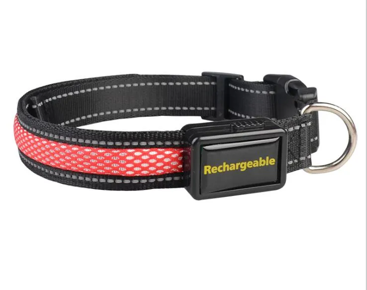 USB Grid Charging Led Dog Collar Reflective Luminous Dog Collar for Golden Retriever Anti Accident Safer Anti Lost