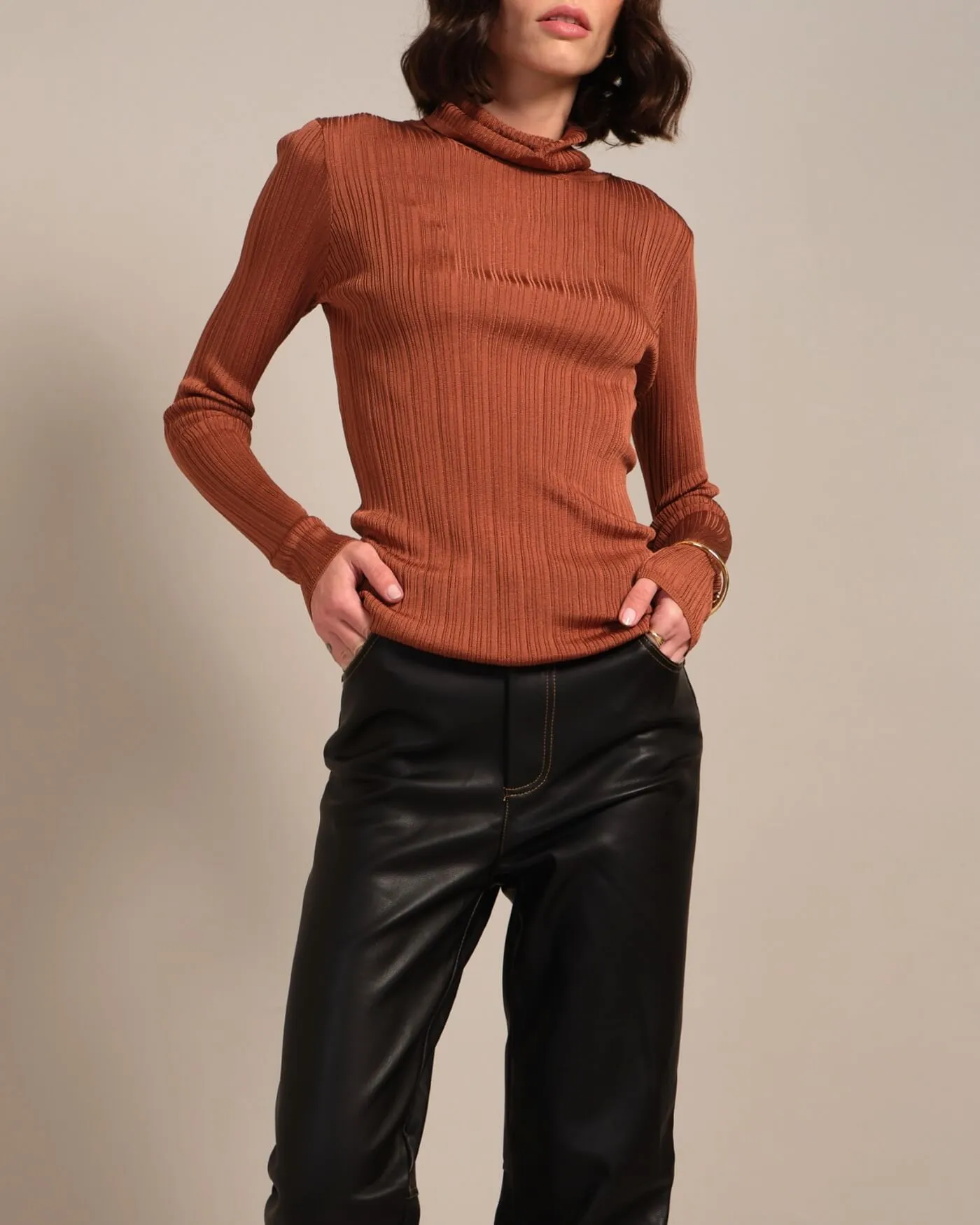 Variegated Rib Turtleneck Pullover