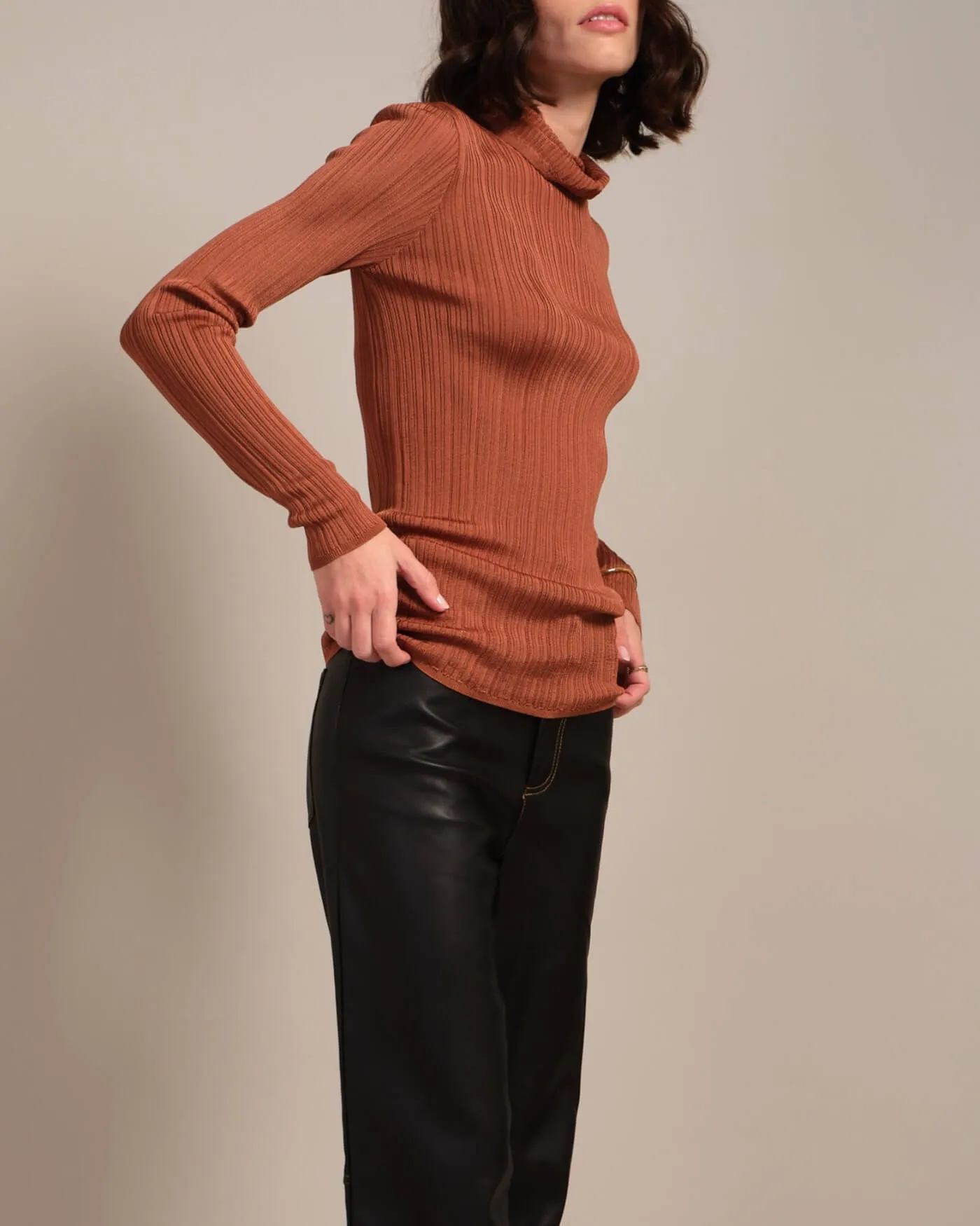 Variegated Rib Turtleneck Pullover