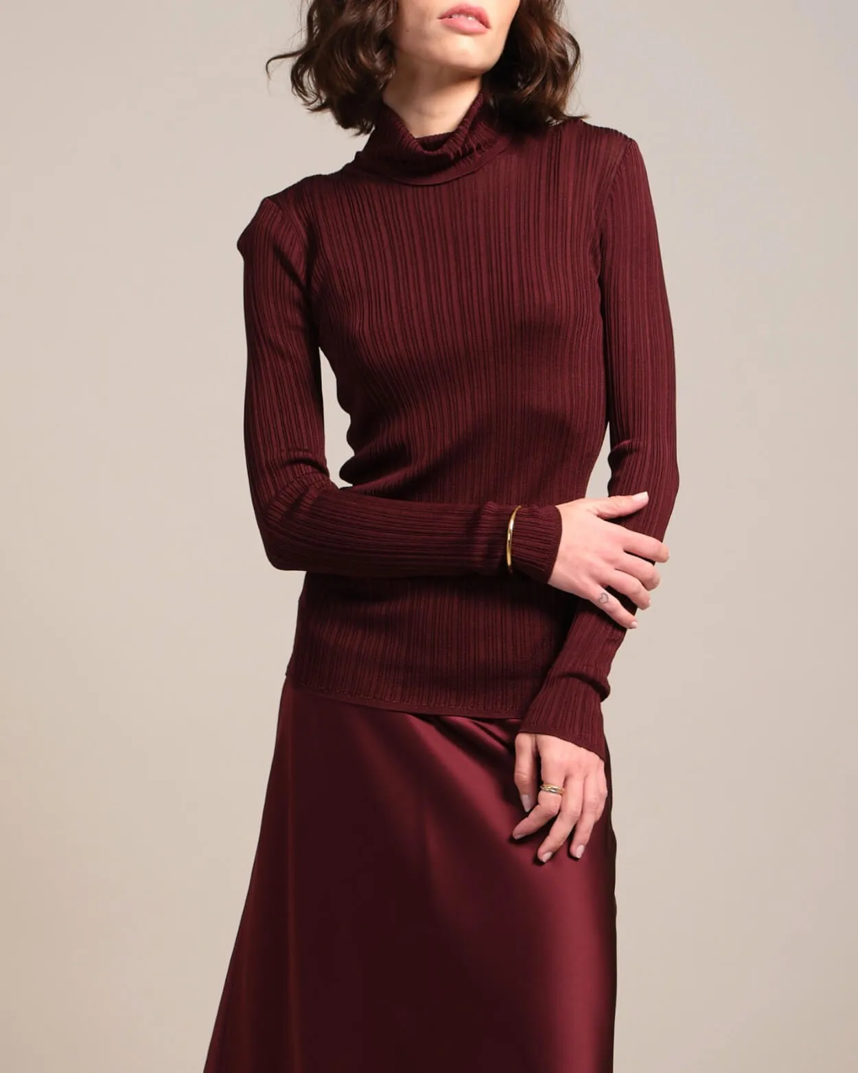Variegated Rib Turtleneck Pullover