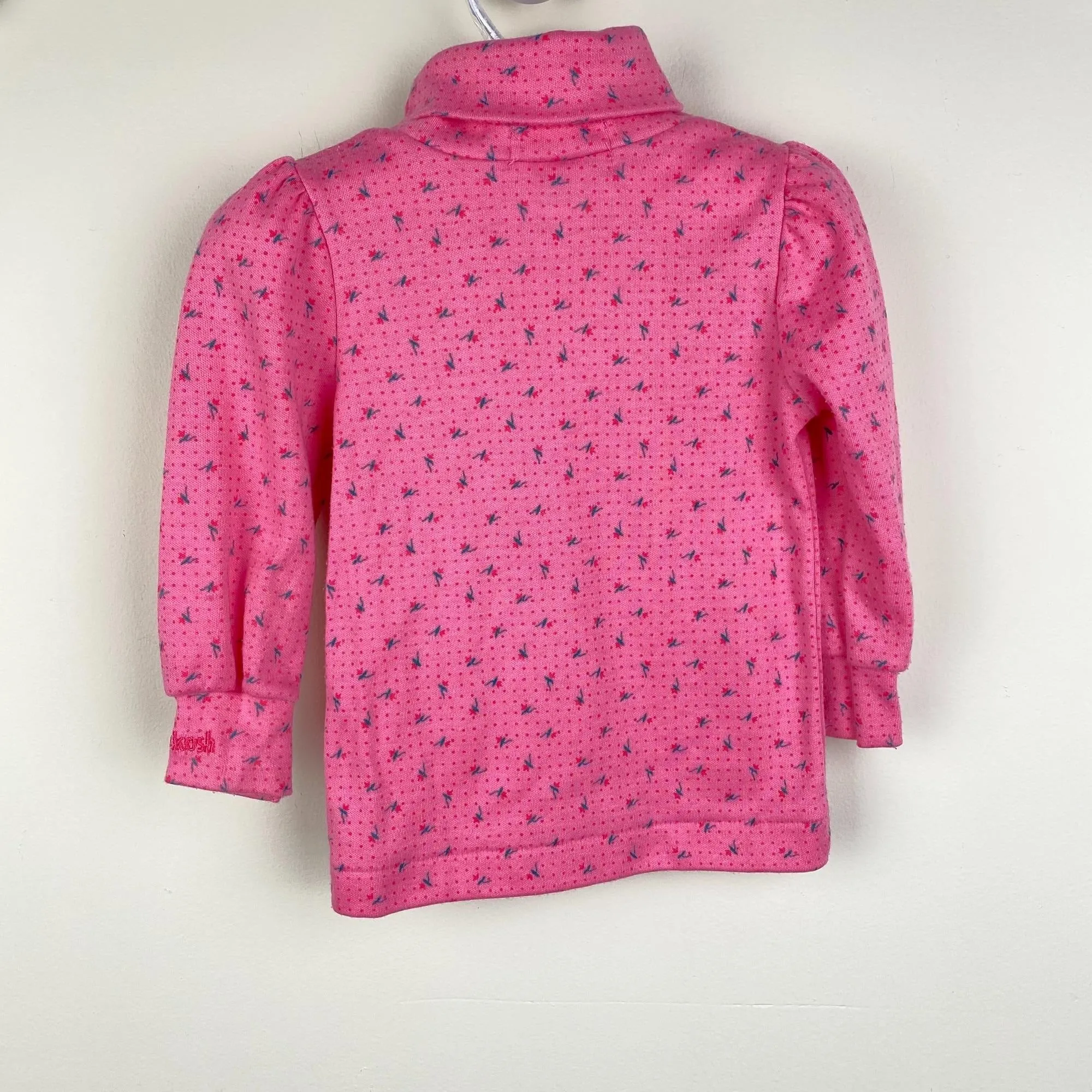Vintage OshKosh Long Sleeve Pink Floral Turtleneck Shirt 6-9 Months USA