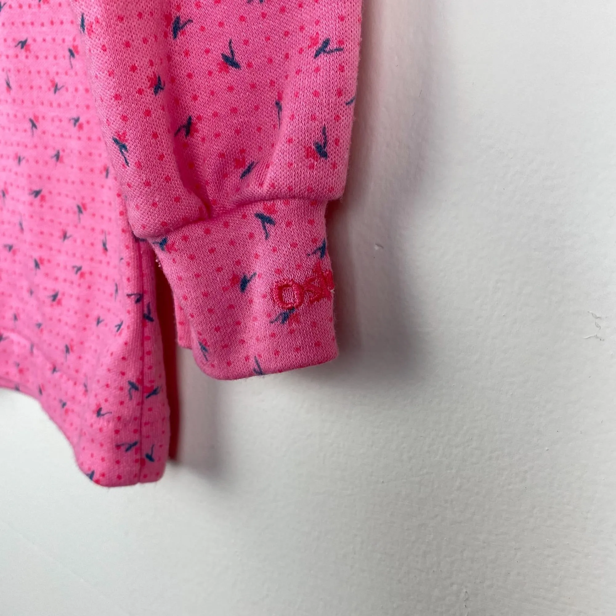 Vintage OshKosh Long Sleeve Pink Floral Turtleneck Shirt 6-9 Months USA