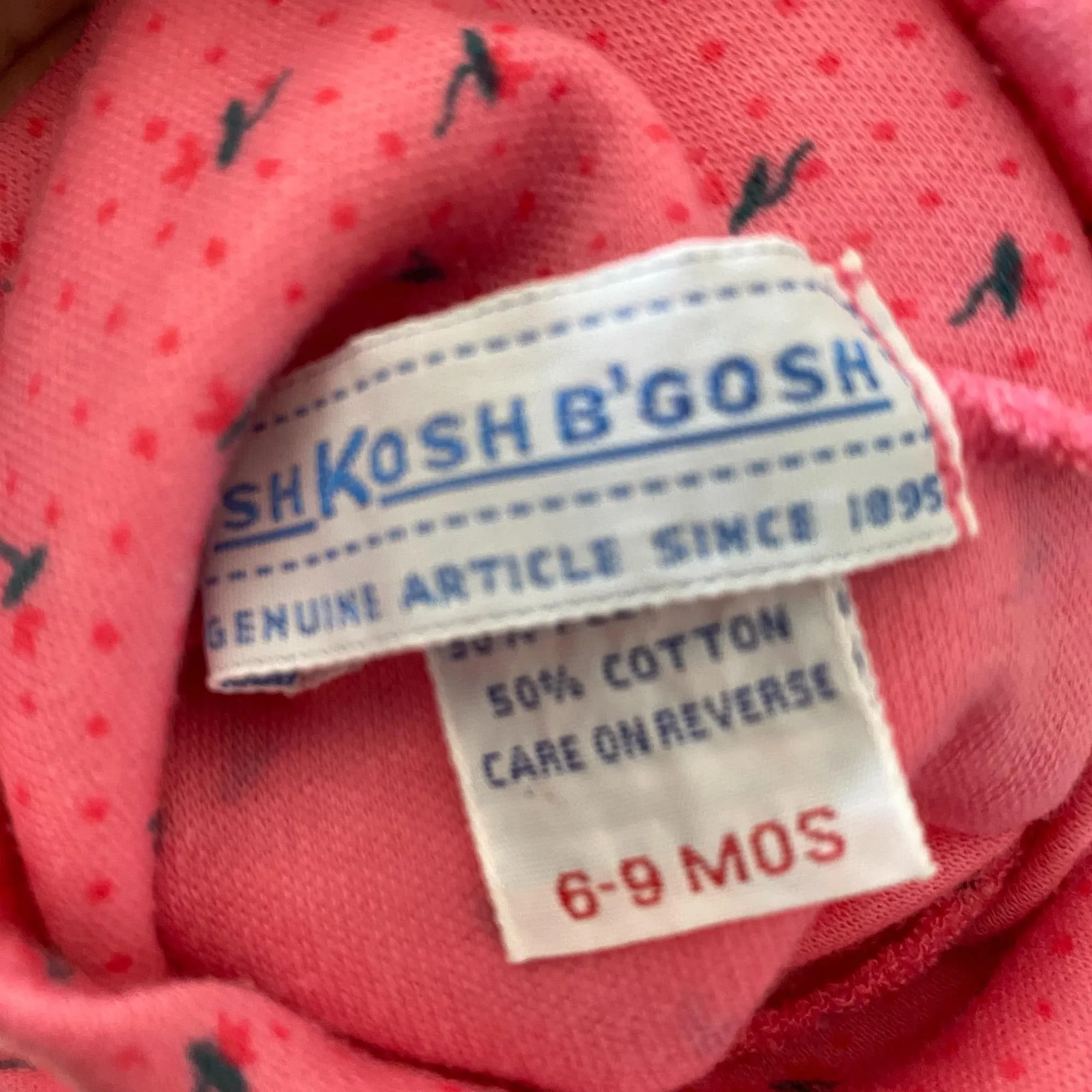 Vintage OshKosh Long Sleeve Pink Floral Turtleneck Shirt 6-9 Months USA