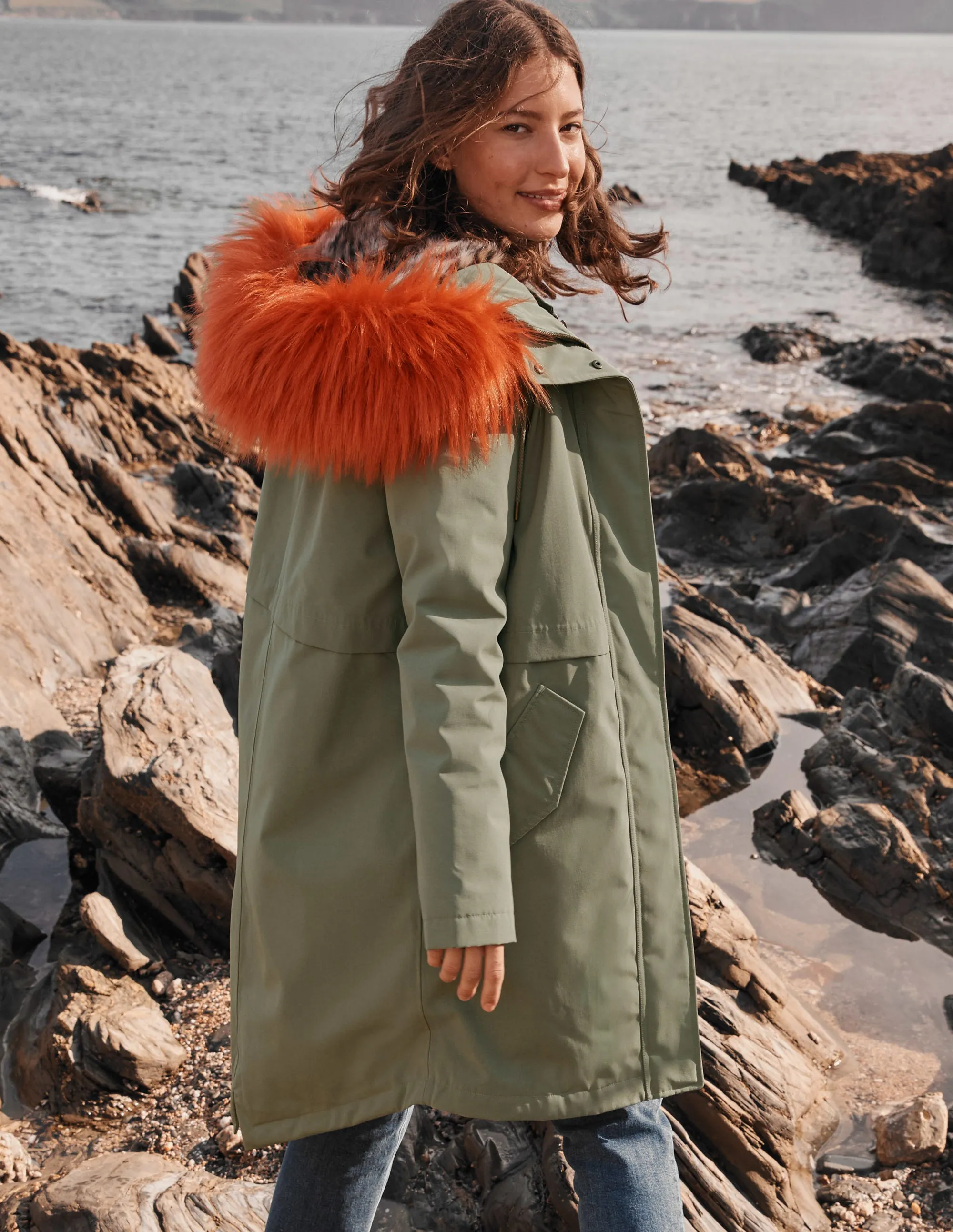 Waterproof Faux Fur Parka-Classic Khaki