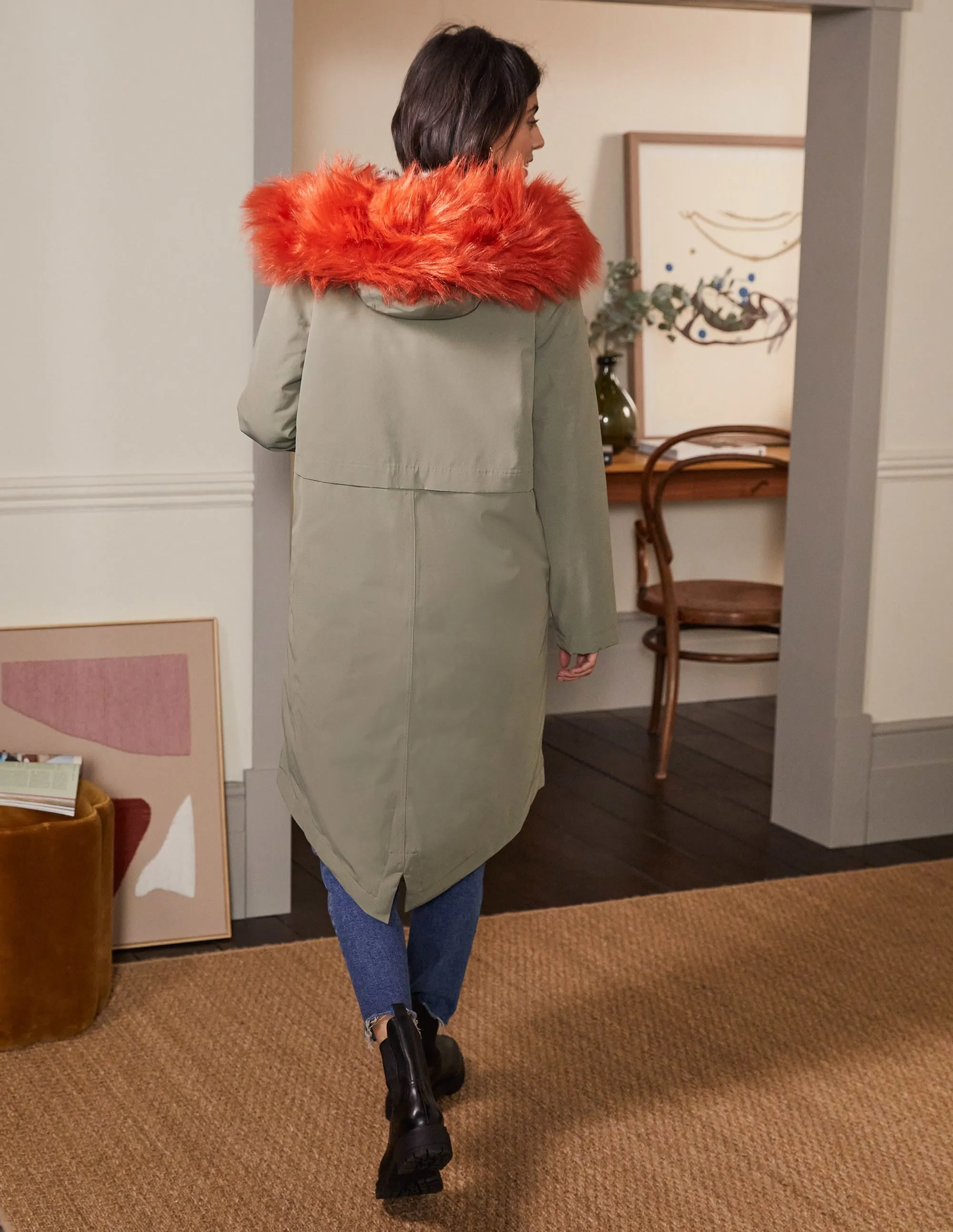 Waterproof Faux Fur Parka-Classic Khaki