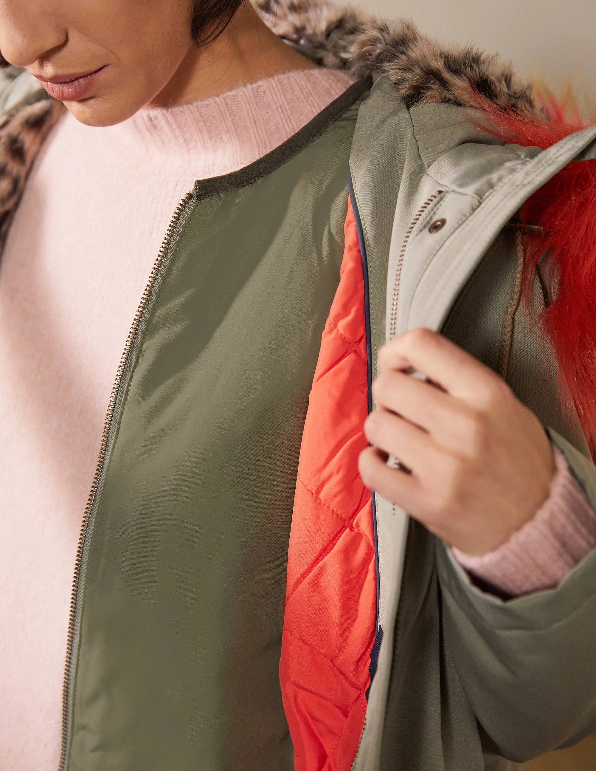 Waterproof Faux Fur Parka-Classic Khaki