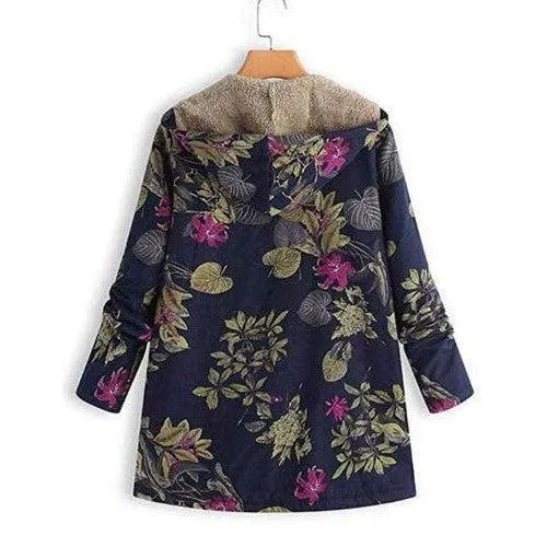 Wenkouban-Winter outfits Christmas Chinoiserie Floral Hooded Long Coat